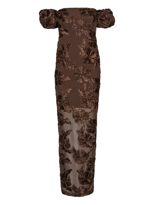 ROTATE FLOWER MESH MAXI DRESS